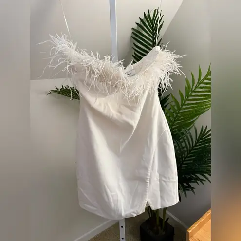 Likely Katy White Feather Mini Dress 8