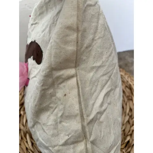 Vintage 80s Cassy Company White Ballerina Teddy Bear Tulle Canvas Tote Bag