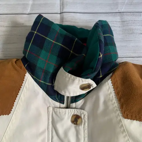 London Fog Vintage 90s Streetwear Suede Plaid Patchwork Lined Bomber Jacket Women’s Small