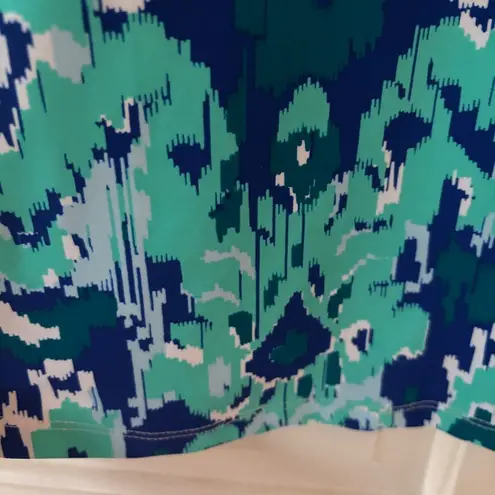 All For Color Abstract Bright Aqua Paisley Print Sun Protection Dress Size Small