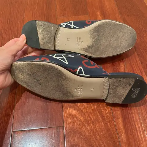 Gucci  | Princetown Mules Navy Red White Horsebit 36