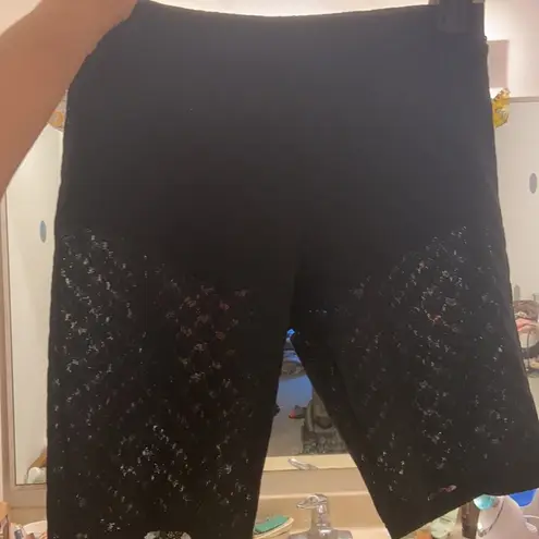 Open Edit black lacy biker shorts. S