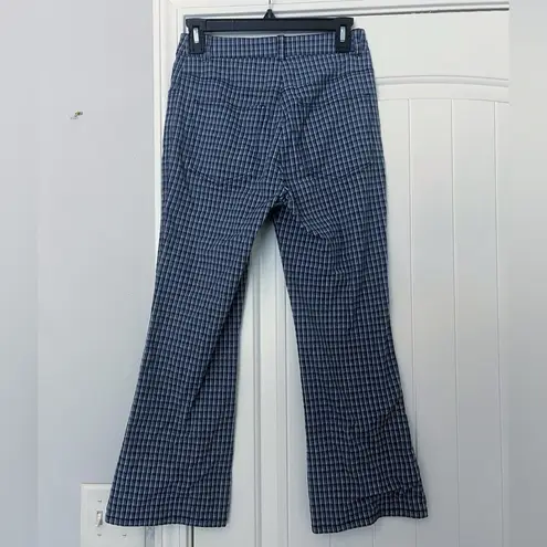 Derek Lam 10 Crosby Blue Check Cropped Flare Trousers