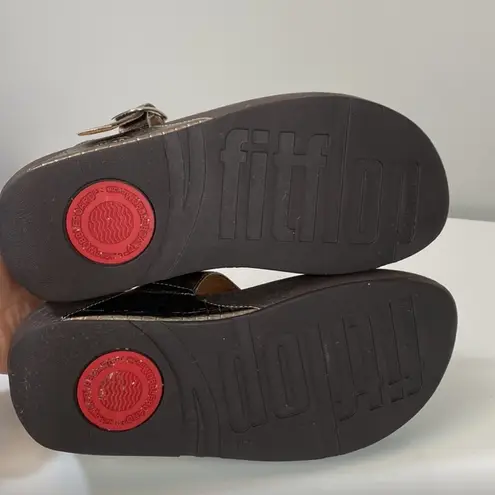 FitFlop The Skinny Leather Metallic Bronze Sandal