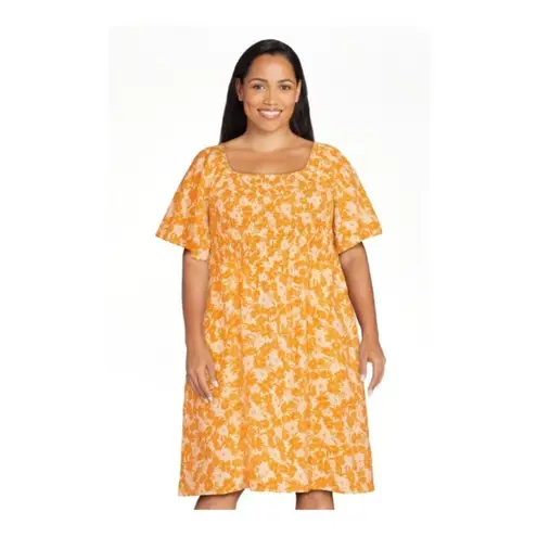 Terra & Sky Womens 3X Flutter Sleeve Square Neck Fit & Flare Dress NWT