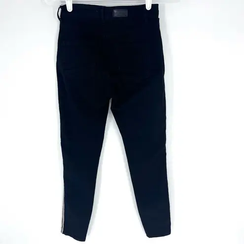 Elan High Rise Skinny Jeans with Beaded Detail Black and Silver S