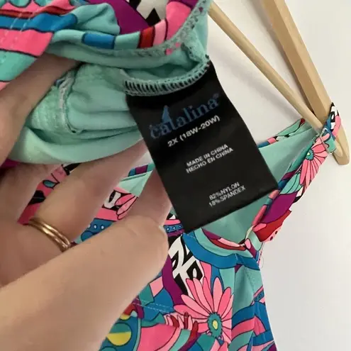 Colorful Boho Paisley Swimsuit Top women's size 2XL casual beachy v