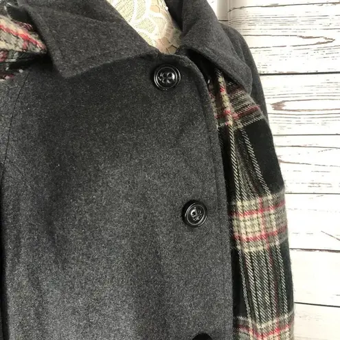 London Fog long charcoal gray over coat fall winter with scarf size 22 W