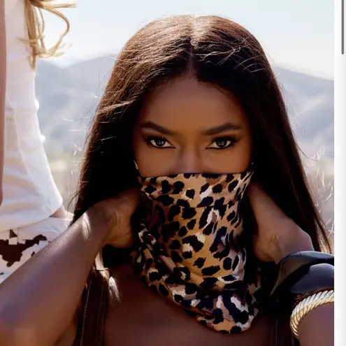 12th Tribe  Leopard Satin Scarf Bandana Animal Print Festival Dust Cover Rave NWT