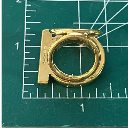 Salvatore Ferragamo Gold Tone Gancini scarf ring Made in Italy