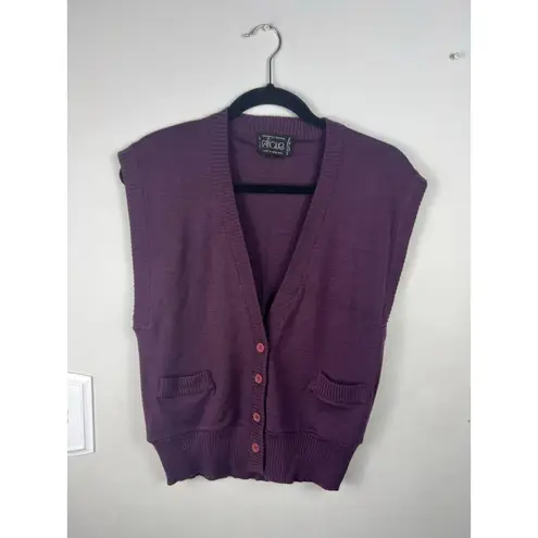 Vintage Rafique Wool Blend Sweater Vest – Purple – Made in Hong Kong – Academia Size L