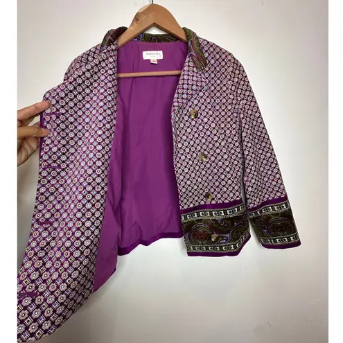 Isaac Mizrahi for Target Jacket Purple Velvet Paisley Jacket Blazer Size Small