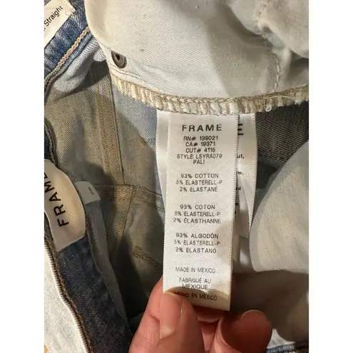 Frame Le Sylvie Waist Ankle Slender Straight Leg Jeans in Pali Size 28