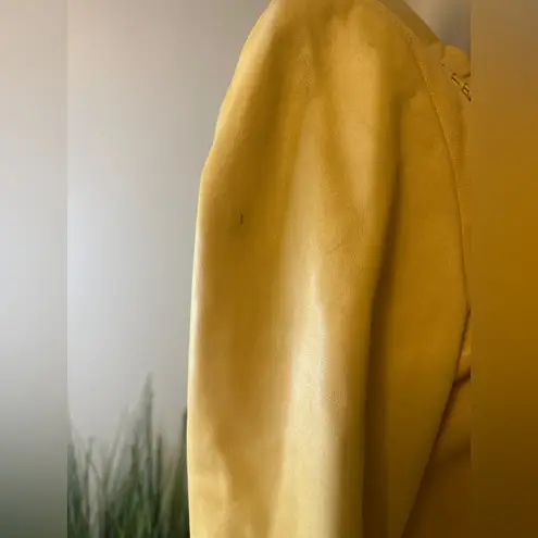 Marvin Richards VINTAGE Whip Stitch Leather Jacket Yellow Cream Beige Medium