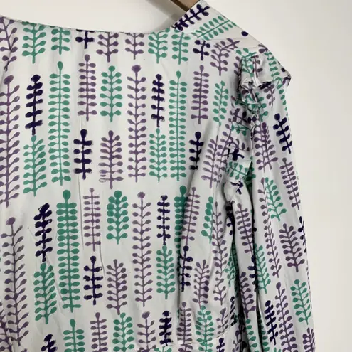 India Collection Emerson Fry Longsleeve Front Tie Ruffle Top Womens Small White