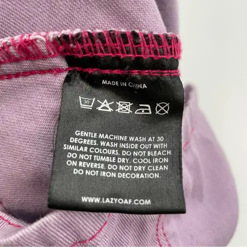 Lazy Oaf Purple Embroidered Cigarette Mini Skirt BROKEN Zipper Size 24 Purple