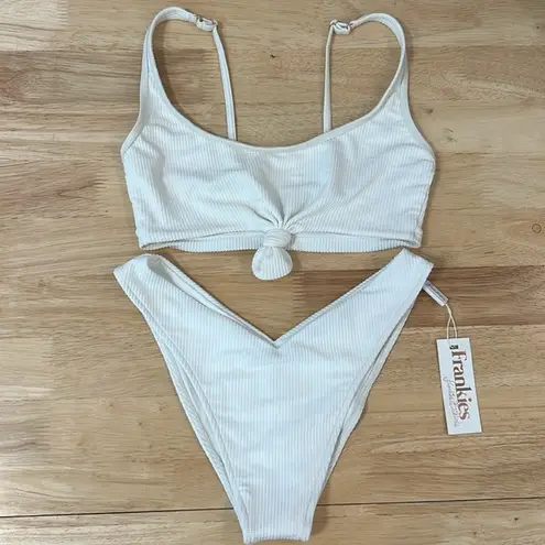 frankie's bikinis Frankie’s Bikinis White Bikini Ribbed NWT Size Small