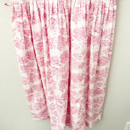 VINTAGE | Pink White Toile Cottagecore Homestead Prairie Dress | Size Large