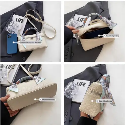 NWT Crossbody Purse Convertible Clutch Top Handle Removable Adjustable Strap Tan Gray