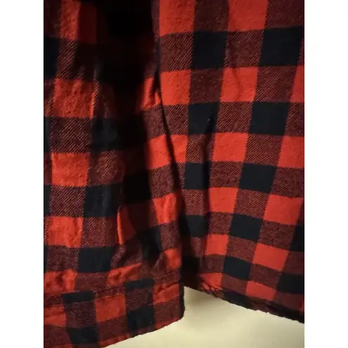 The American Dream Red And Navy Plaid Button Up Slim Fit Women's Shirt Size XL