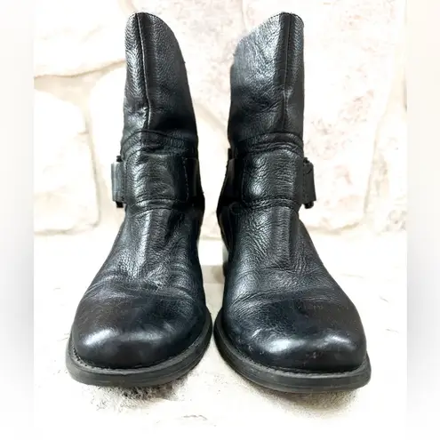 Coach and Four black ankle boots with buckle detail, zip back, genuine leather Size 7.5