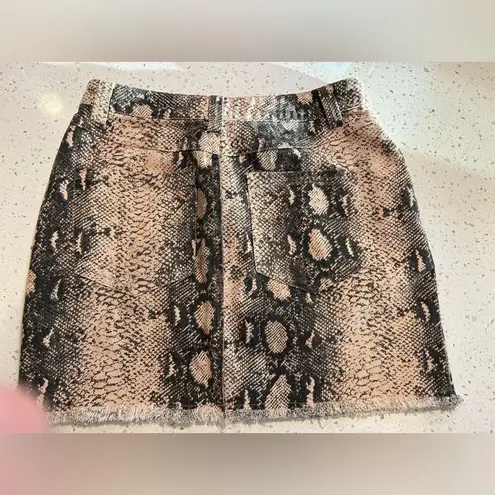 Blue Blush Pink snakeskin denim mini skirt size small