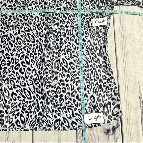 Roper Women Size XL Snow Leopard Gem Stones Button Up Tunic Top Collared Western Black - Image 8