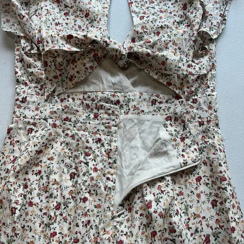 Sundae Muse Gracie Dress Floral Print Size 8 V Neck Mini Open Back Tie Ruffle