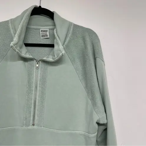 PINK - Victoria's Secret Pink Victoria Secret Moss Green Quarter Zip Pullover Sweater Oversized Womens S