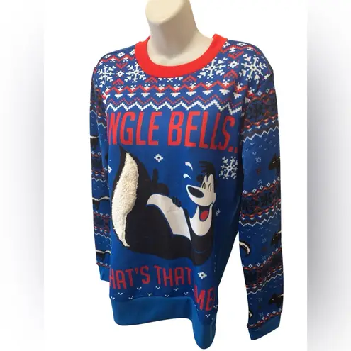 MAD Engine Sweater M Jingle Bells What’s That Smell? Pictured Skunk Snowflakes Blue Size M