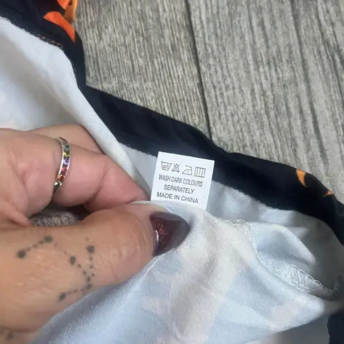 NWOT Womens Halloween Pumpkin Jack O Lantern Womens Button Up V Neck Button Down Black Size 2X