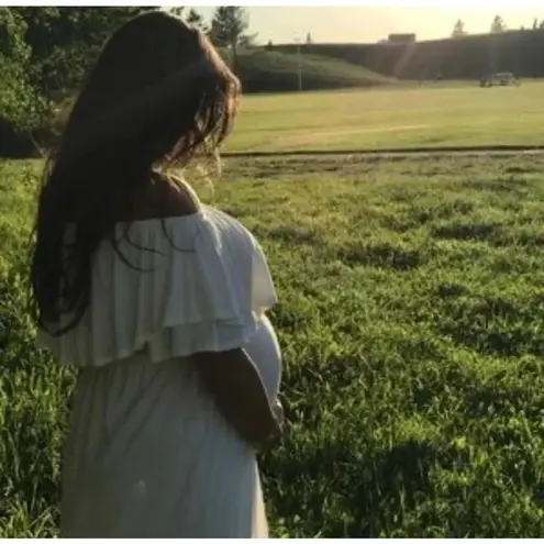 Pinkblush Cream Off The Shoulder Ruffle Maxi Dress