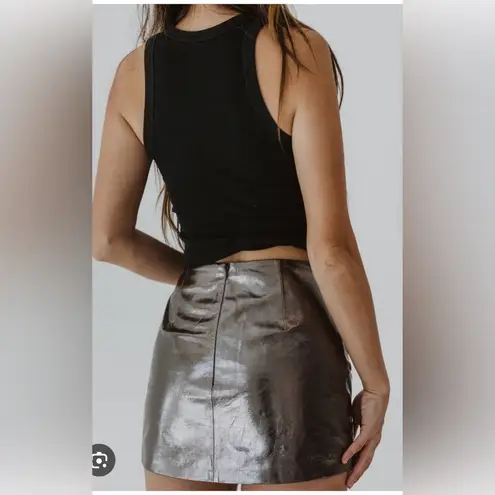 Understated Leather space cowgirl mini skirt in gunmetal, size S