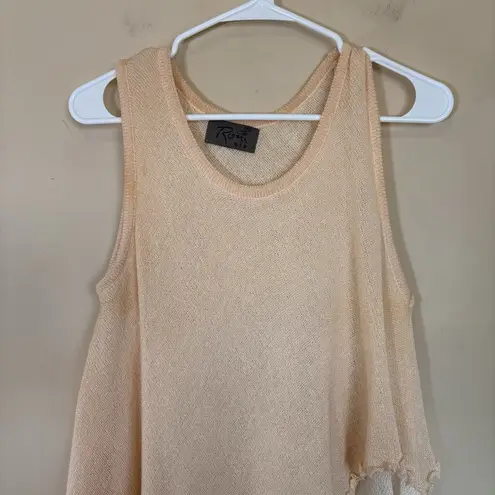 RONI BIS TOP Asymnetrical Sleeveless Linen Blend MEDIUM Two Tone Tan