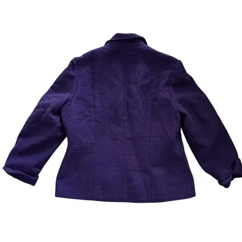 Coldwater Creek Womens Deep Purple Lined Zip Pocket Blazer Professional Chic