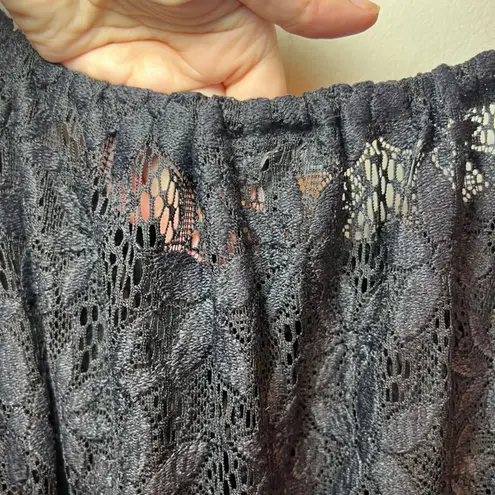 J. VALDI Womens Floral Crochet Lace Tunic Swim Cover Up Dress Black NEW Sz Large