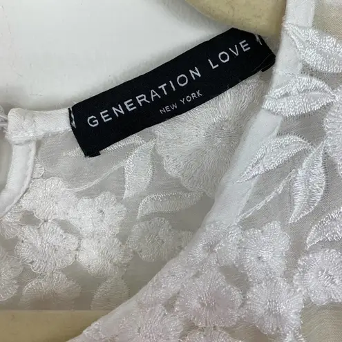 Generation Love Floral Lace Puff Sleeve White Tee Size XS