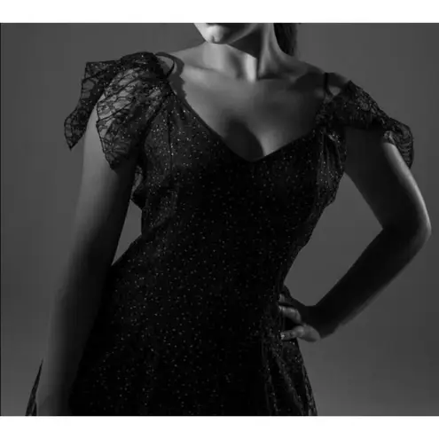 Vintage Nuance Black Shimmering Witchy Goth Dress Small