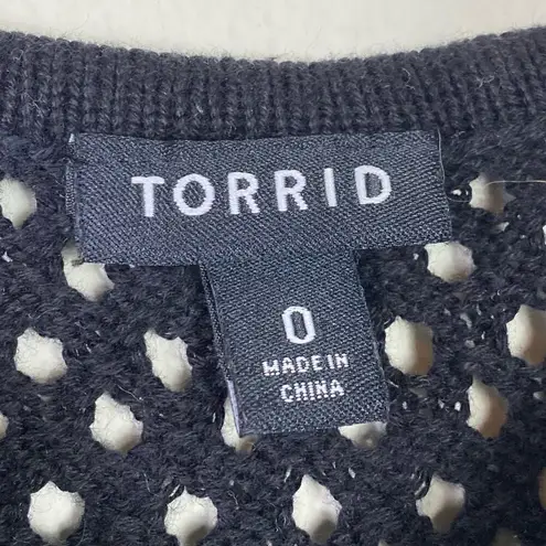 Torrid  Black Open Knit Scoop Neck Short Sleeve Sweater Top Size 0X