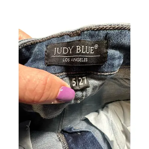 Judy Blue  Women’s Sz 5/27 Blue Paint Splash Destroyed Boyfriend Jeans #U7-7