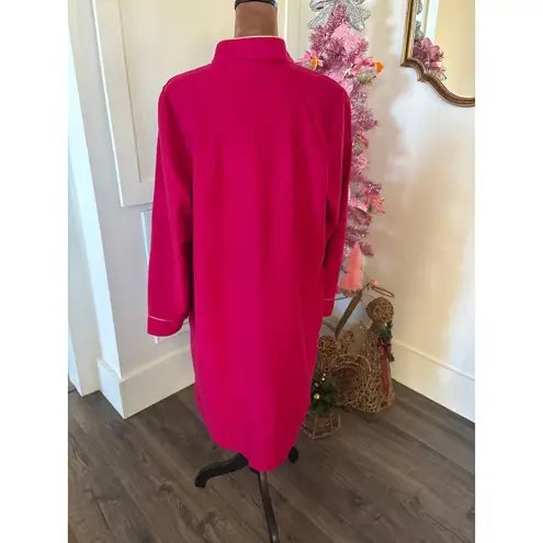 Vintage Cachet Women's Pink Fleece Zip Front Robe Lounger Size Medium