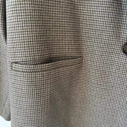 Alfred Dunner Vintage Brown Houndstooth Check Blazer Suit Jacket Shoulder Pads