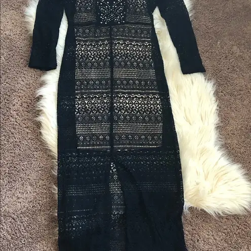 Colleen Lopez mesh lace floor length dress size 2 Black