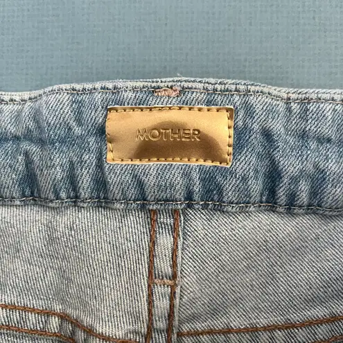 MOTHER Denim Mother The Looker Ankle Snippet Zapped Light Wash Raw Hem Skinny Jeans