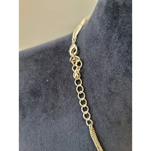 Women's Gold Chain Fringe Necklace With White Beads And Lobster Clasp Lock