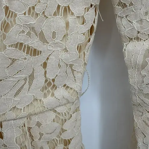 Bohme Cream Lace Long Sleeve Mini Dress Size Medium Cotton Boho