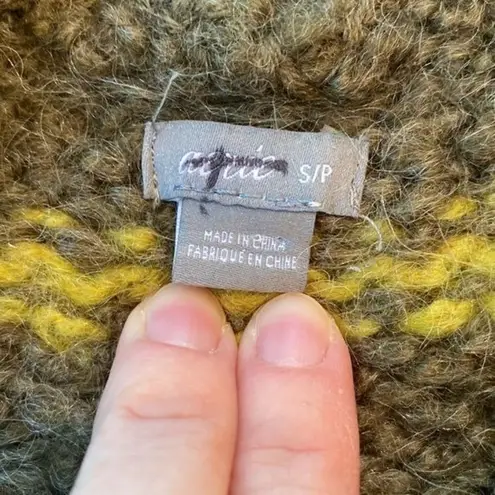 Aerie  Crewneck Sweater Green Stripe Mohair Blend Chunky Small