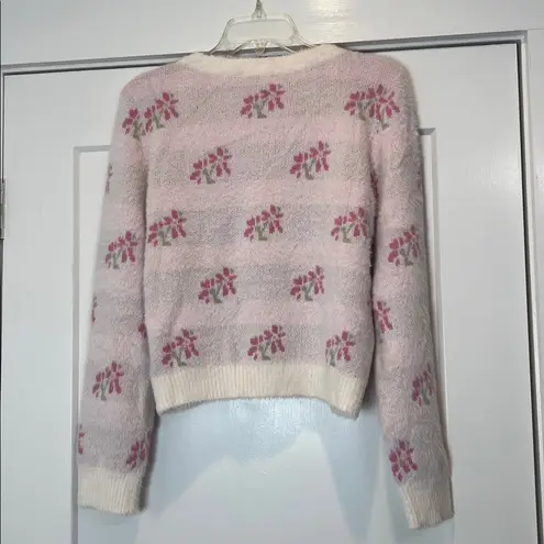 Lush Clothing Lush Pink and Cream Floral Cardigan size large. NWT!