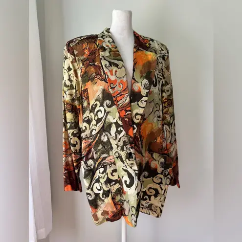 Vintage ‘90s Melrose Abstract Print Single Breasted Relaxed Fit Blazer Brown Size 10