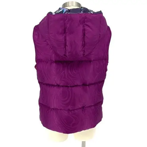 Emilio Pucci 17YC10 Reversible Hooded Puffer Vest Size 8 Fuchsia And Floral Prin